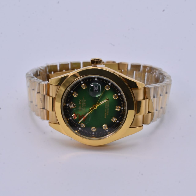 High Quality Rolex Day-Date Men Watch| Green sunburst dial Men Watch | Bracelet Style Men Watch With Water-resistant Quality