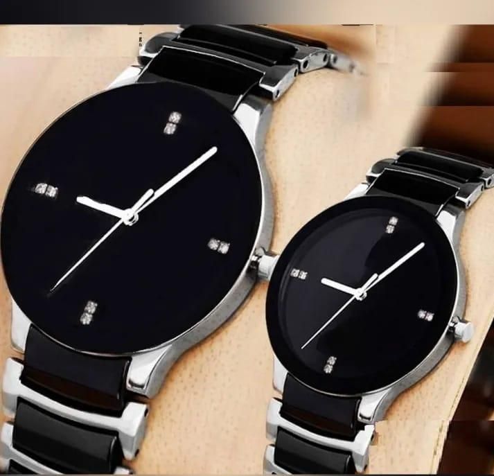Stylish Unisex Couple Watches - Set of 2 with Quartz Movement