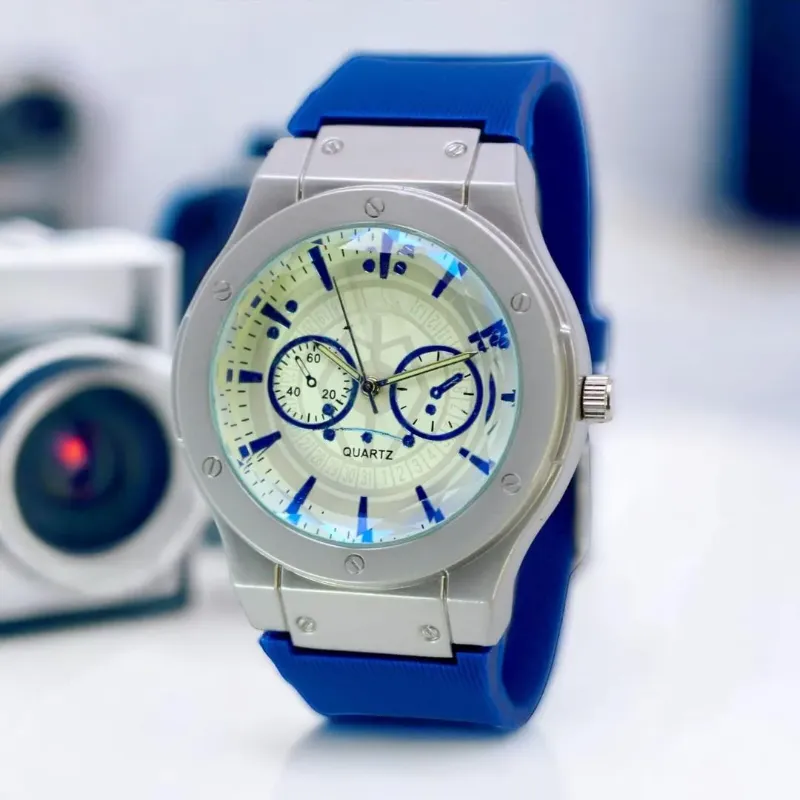Men's Black Blue Brown Grey Silver  Water Resistant Quartz Watch 8cm
