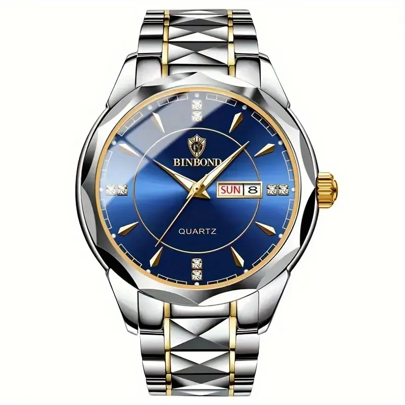 Trendy Men’s Steel Quartz Watch – Stylish Design with Calendar, Perfect Gift for Him