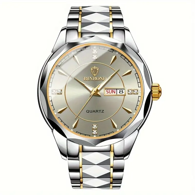 Trendy Men’s Steel Quartz Watch – Stylish Design with Calendar, Perfect Gift for Him