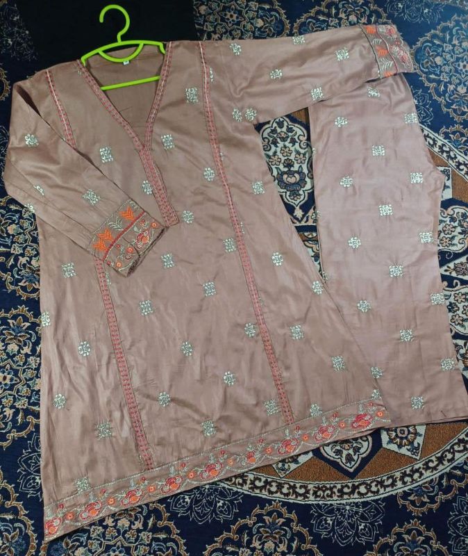 2 Pcs Girl's Cotton Embroidered Kurta And Pajama