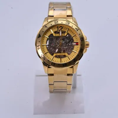 Tommy Hilfiger High Quality Men Watch With Gold-Plated Skeleton Automatic Watch|Comfortable And Stainless Steel Men Watch |For Men Daily Wear