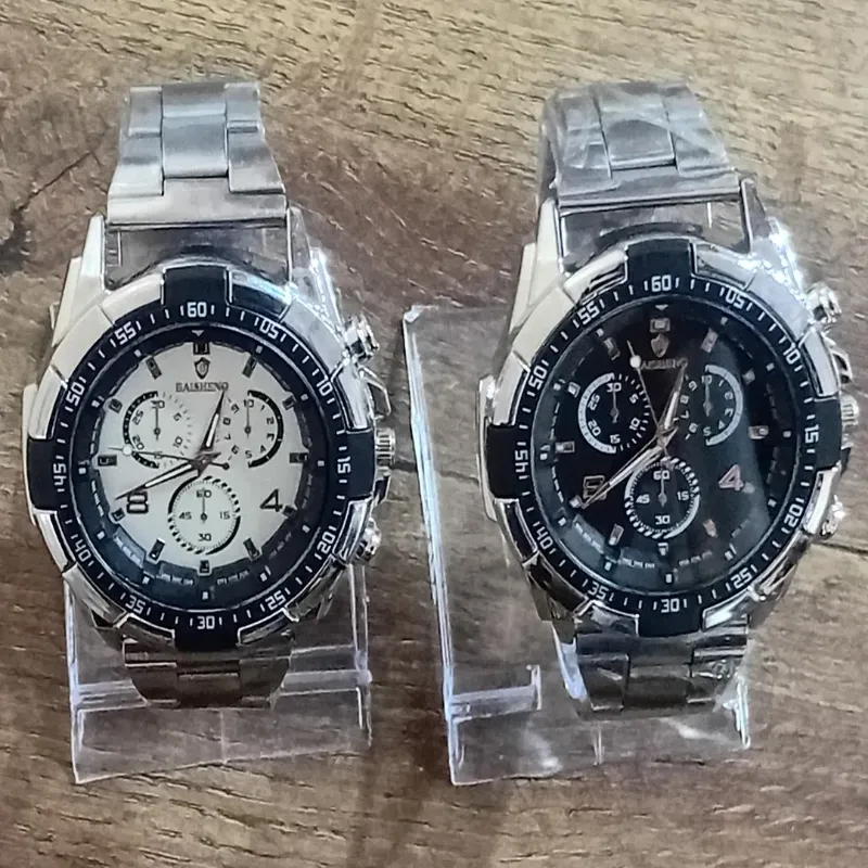 Men's Luxury Quartz Analog Watch Silver Black Dial
