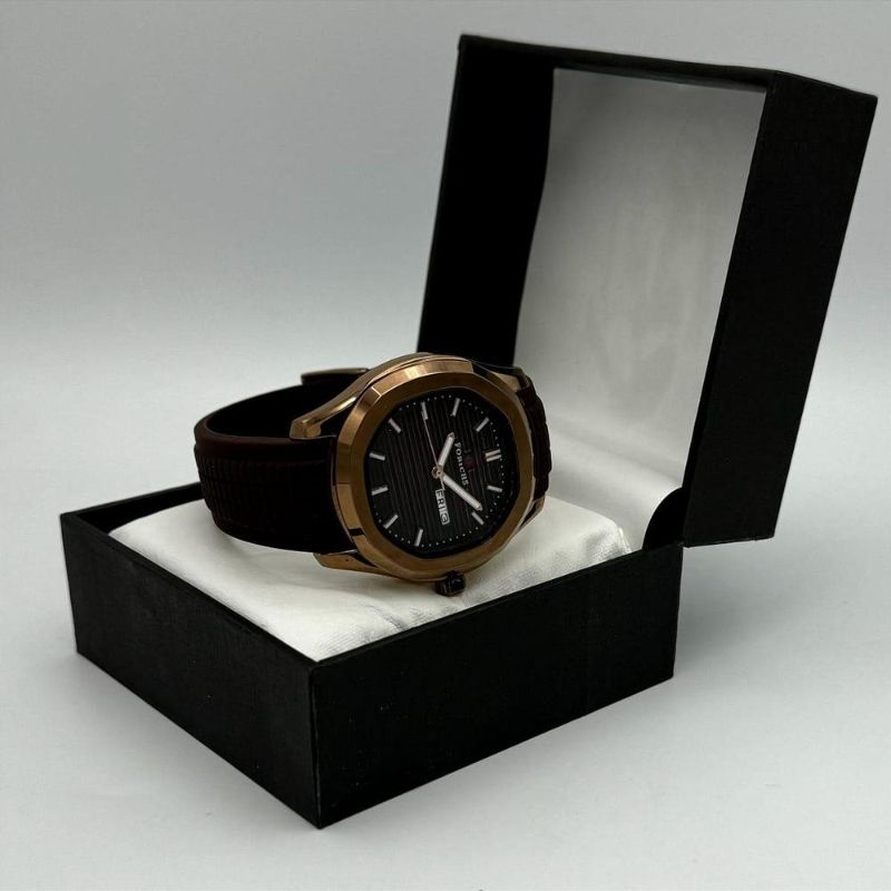 Men’s Stainless Steel Quartz Analogue Watch with Rubber Strap – Water Resistant & Gift Box Included