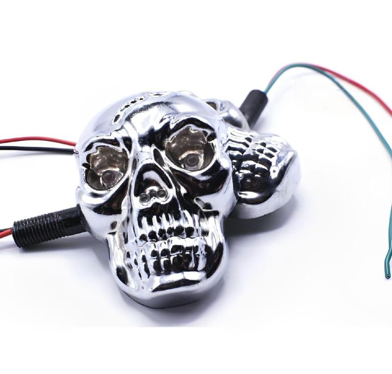 2 pcs Universal Skull Head LED Turn Signal Indicators – for Motorcycles 125cc and 70cc all bikes