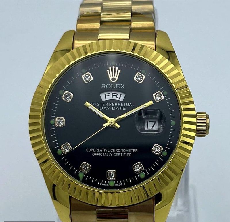 Men’s Luxury Casual Analog Watch – Rolex-Inspired Stainless Steel Quartz with Date Display
