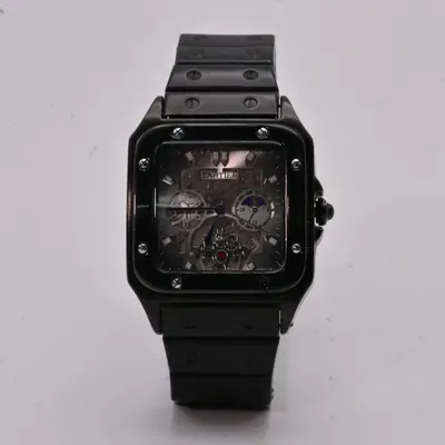 Cartier Santos Skeleton Bold Black Edition Men's Watch- Men's Luxury & Modern Watch | Stainless Steel Case Mens Watch