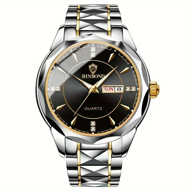 Trendy Men’s Steel Quartz Watch – Stylish Design with Calendar, Perfect Gift for Him