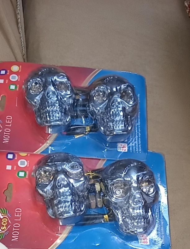 2 pcs Universal Skull Head LED Turn Signal Indicators – for Motorcycles 125cc and 70cc all bikes