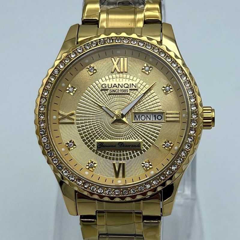 Men’s Casual GUANQIN Stainless Steel Analog Watch – Quartz Movement, Date Display