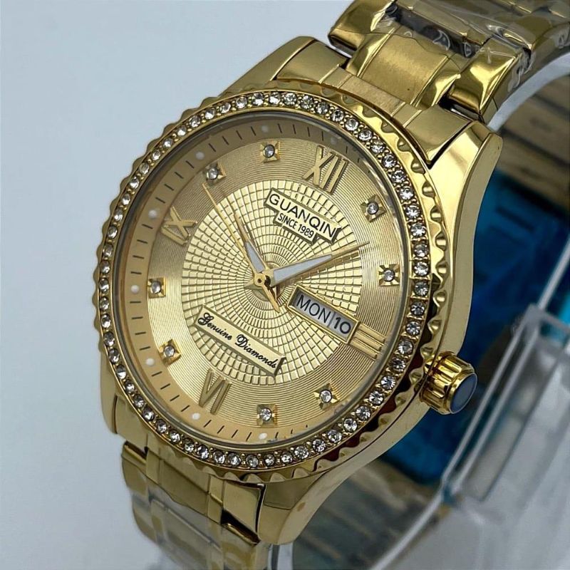 Men’s Casual GUANQIN Stainless Steel Analog Watch – Quartz Movement, Date Display
