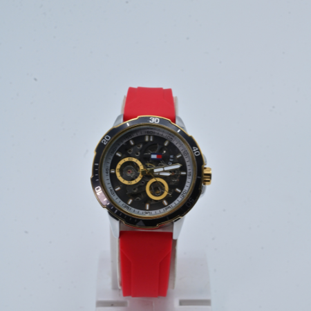 Tommy Hilfiger Sport Chronograph Watch – Red Strap Edition