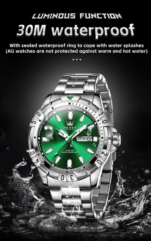 OLEVS 5560 Diving Series Quartz Wrist Watches for Men Stainless Steel Waterproof Calendar Luminous Luxury Men's Watch New Look