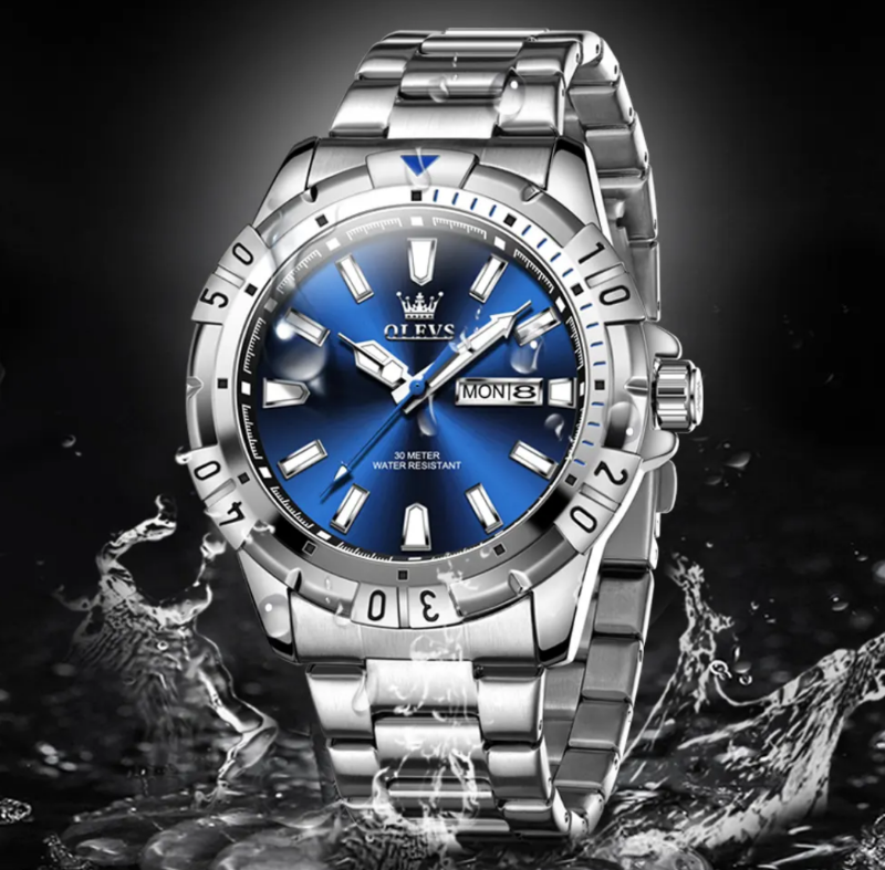 OLEVS 5560 Diving Series Quartz Wrist Watches for Men Stainless Steel Waterproof Calendar Luminous Luxury Men's Watch Luxury Look