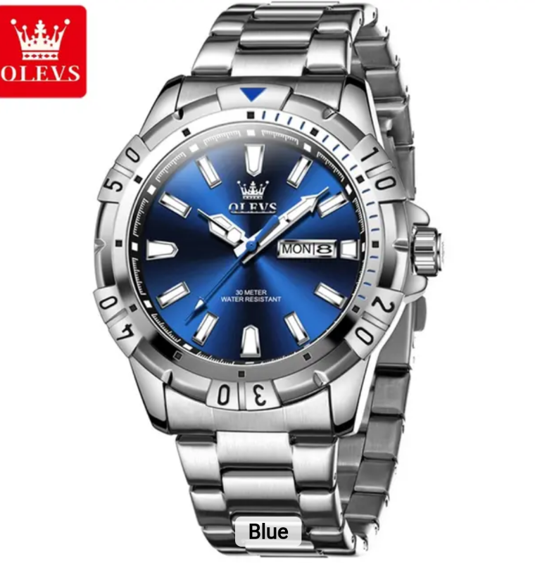 OLEVS 5560 Diving Series Quartz Wrist Watches for Men Stainless Steel Waterproof Calendar Luminous Luxury Men's Watch Luxury Look