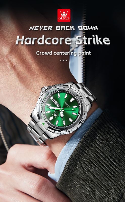 OLEVS 5560 Diving Series Quartz Wrist Watches for Men Stainless Steel Waterproof Calendar Luminous Luxury Men's Watch New Look
