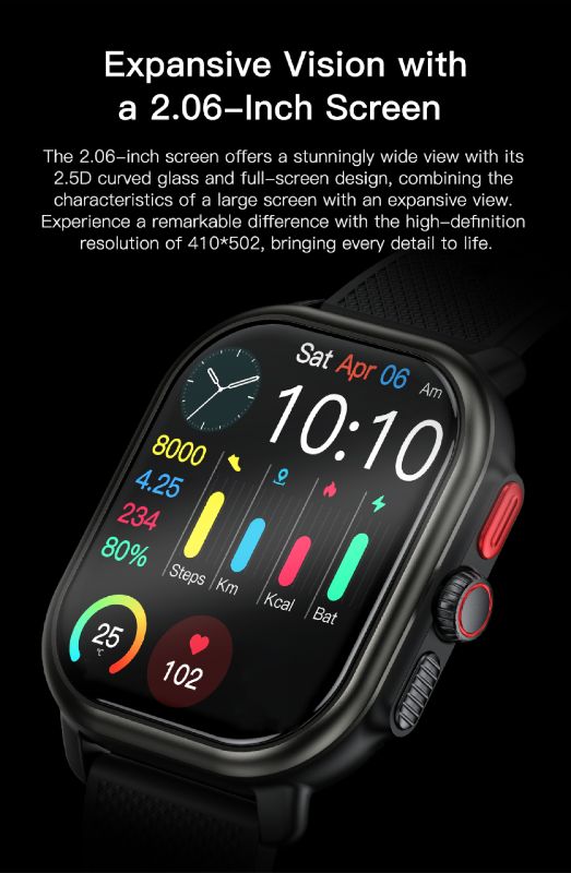 2025 New Men Lady Blue Tooth Call 2.06" AMOLED Screen GPS Motion Trajectory Fitness Smart Watch Heart Rate Health Smartwatch