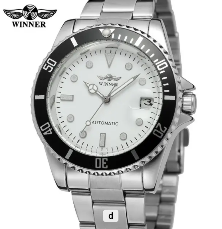 WINNER Classic Mechanical Watches Luxury Brand Business Automnatic Watch for Men Rotatable Bezel Luminous Dial Steel Strap Clock Daily Wear