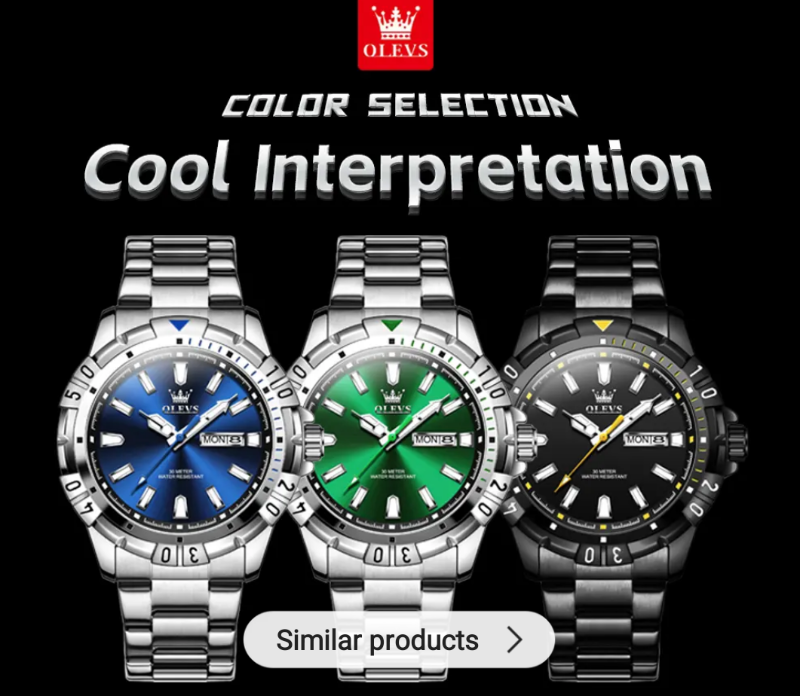 OLEVS 5560 Diving Series Quartz Wrist Watches for Men Stainless Steel Waterproof Calendar Luminous Luxury Men's Watch Luxury Look