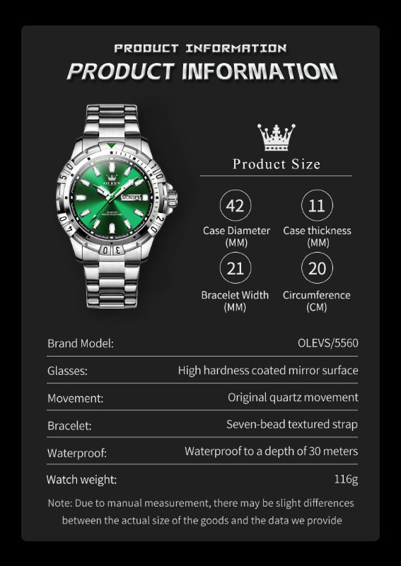 OLEVS 5560 Diving Series Quartz Wrist Watches for Men Stainless Steel Waterproof Calendar Luminous Luxury Men's Watch New Look