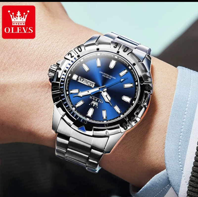 OLEVS 5560 Diving Series Quartz Wrist Watches for Men Stainless Steel Waterproof Calendar Luminous Luxury Men's Watch Luxury Look