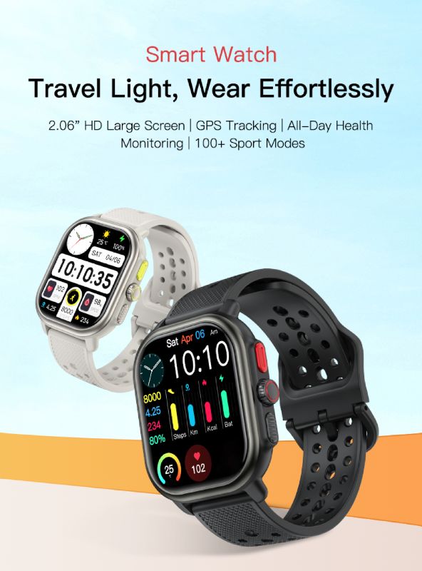 2025 New Men Lady Blue Tooth Call 2.06" AMOLED Screen GPS Motion Trajectory Fitness Smart Watch Heart Rate Health Smartwatch