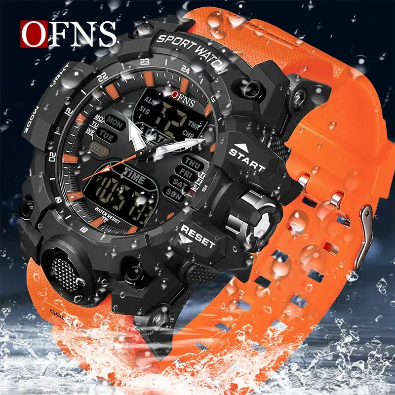 OFNS-S61260 Men’s Dual Display Sports Watch – Waterproof Military Quartz & Digital Wristwatc