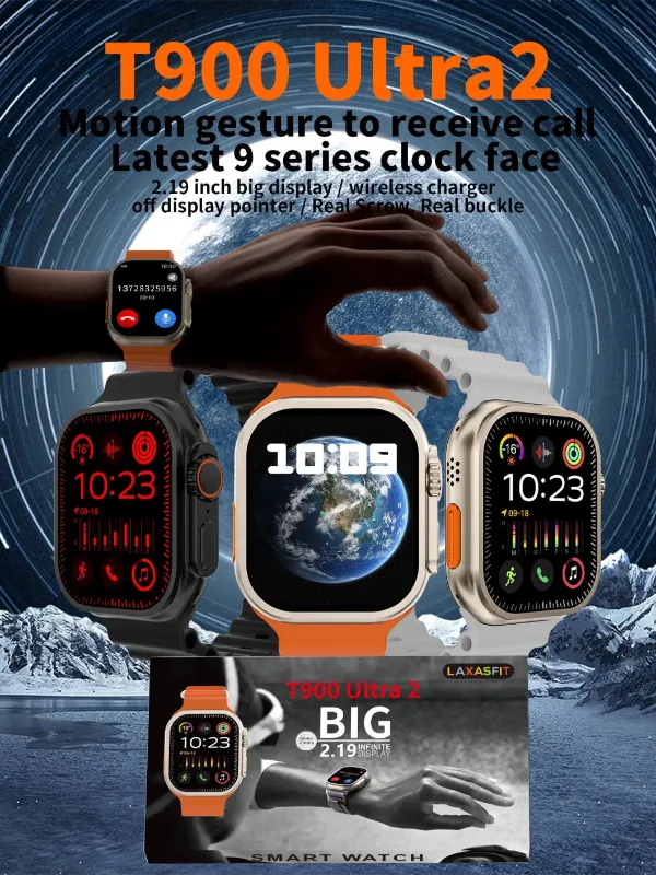 T900 Ultra 2 Series 9 Smartwatch – 2.19 Inch Bluetooth Call Watch with Wireless Charging & Fitness Tracking
