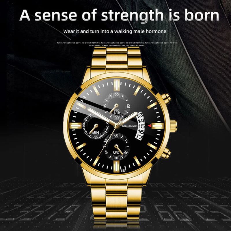 Q-2541 Men’s Fashion Business Casual Quartz Watch &amp; Alloy Bracelet Set