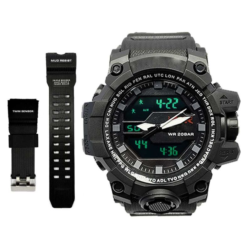 Military Mud Resist Dual Time Waterproof Sports Watch – Analog Digital Men’s Watch with Alarm & Stopwatch