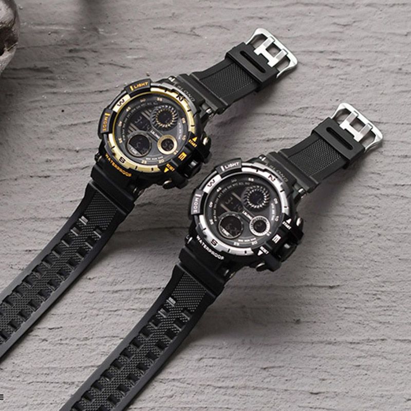 YIKAZE-S10 Black Digital Sports Watch – Waterproof Military LED Chronograph for Men