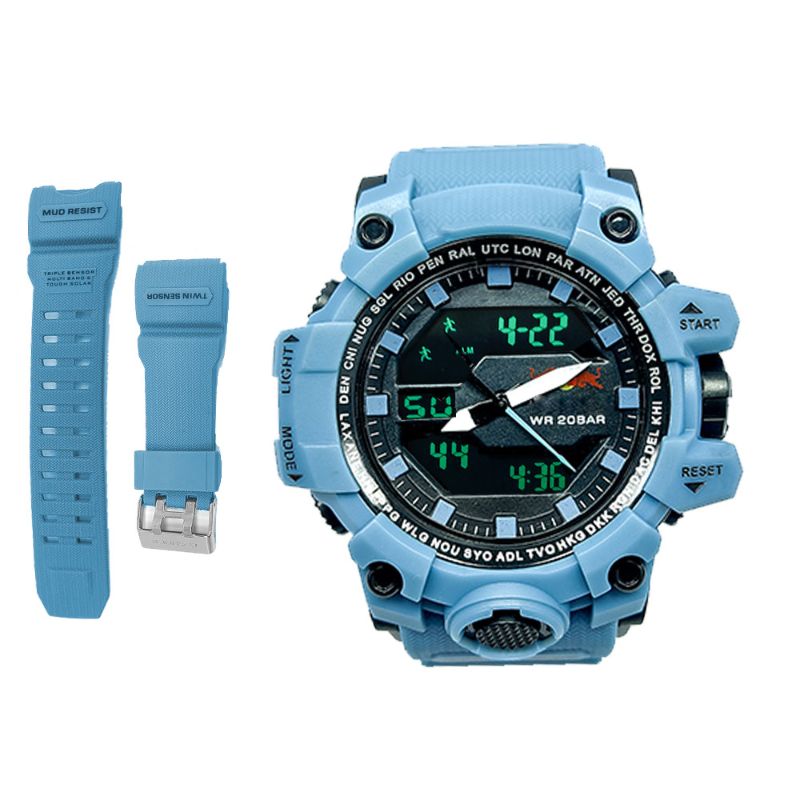 Military Mud Resist Dual Time Waterproof Sports Watch – Analog Digital Men’s Watch with Alarm &amp; Stopwatch