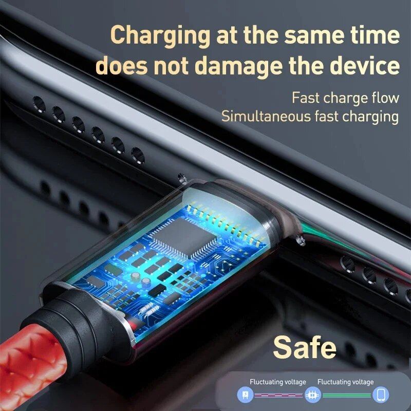 3-in-1 USB Cable | Fast Charging Multi-Port Charger for iPhone, Samsung & Xiaomi