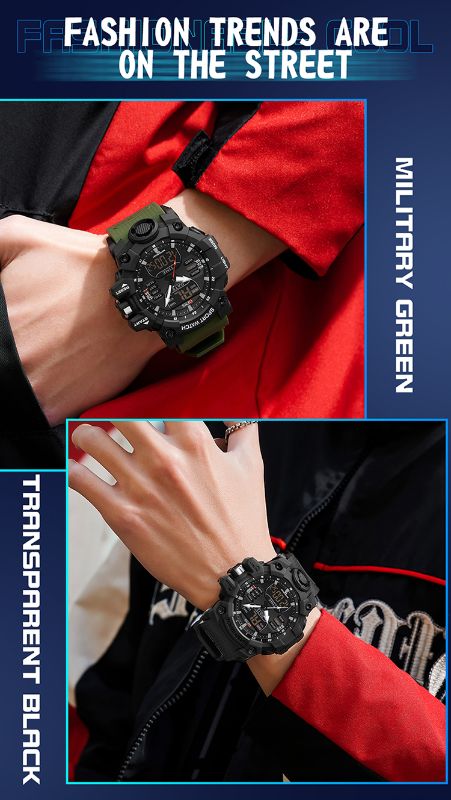 OFNS-S61260 Men’s Dual Display Sports Watch – Waterproof Military Quartz &amp; Digital Wristwatc
