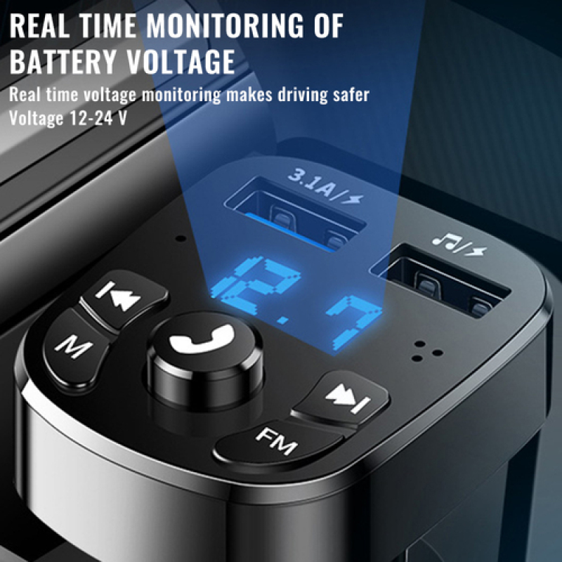 OLAF Car Bluetooth 5.0 FM Transmitter & Dual USB Car Charger – 3.1A Fast Charging MP3 Receiver