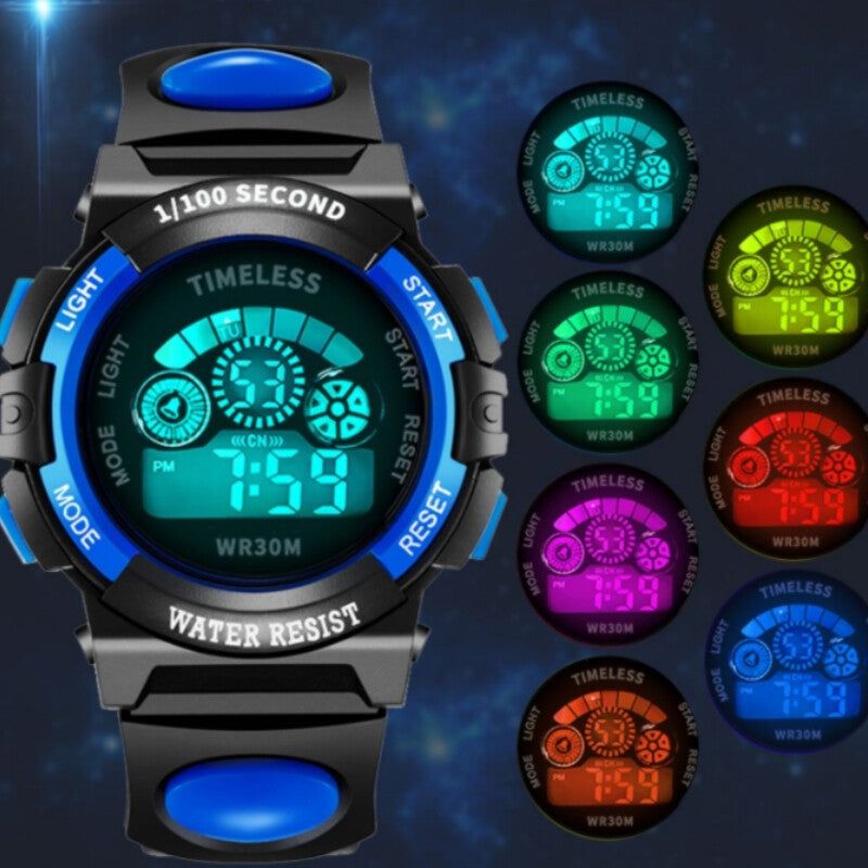 LED-SPM-2250 Colorful Luminous Electronic Watch – Waterproof Multi-Functional Sports Watch