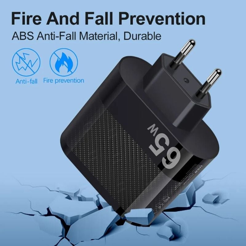 3.1A 5-Port USB Wall Charger 65W PD Adapter | QC 3.0 Fast Charging for iPhone, Samsung, Xiaomi, Huawei