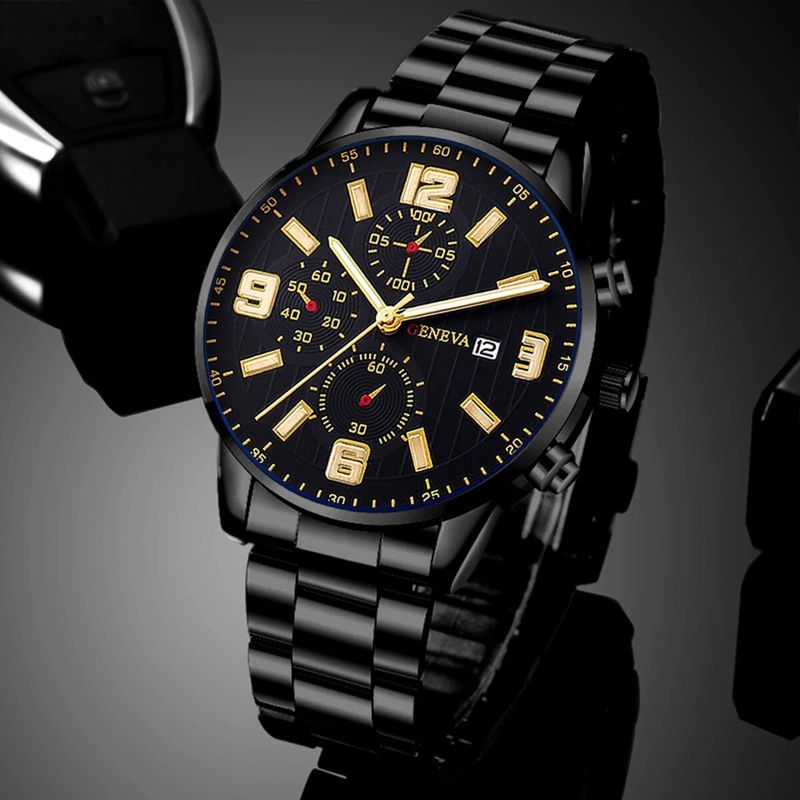 Q-2157 Men’s Quartz Watch &amp; Luxury Bracelet Set – Business &amp; Leisure Style