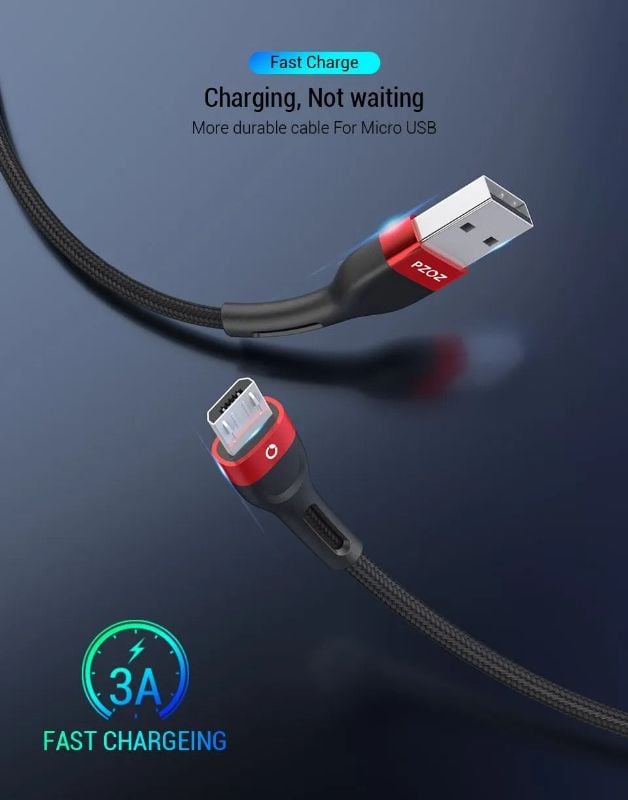 PZOZ Micro USB Cable | Fast Charging Cord for Samsung & Android Phones