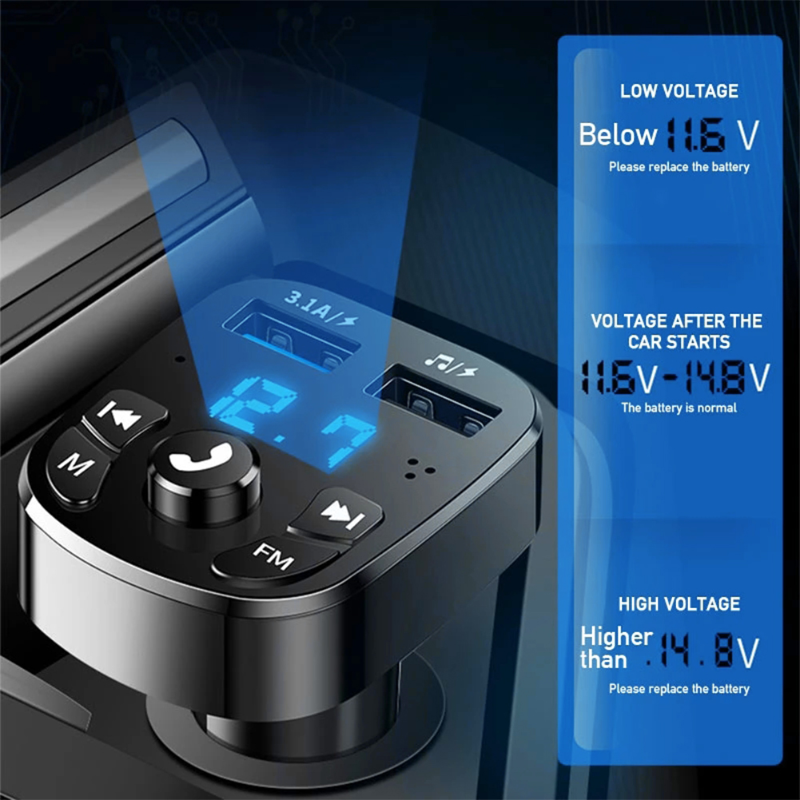 OLAF Car Bluetooth 5.0 FM Transmitter & Dual USB Car Charger – 3.1A Fast Charging MP3 Receiver