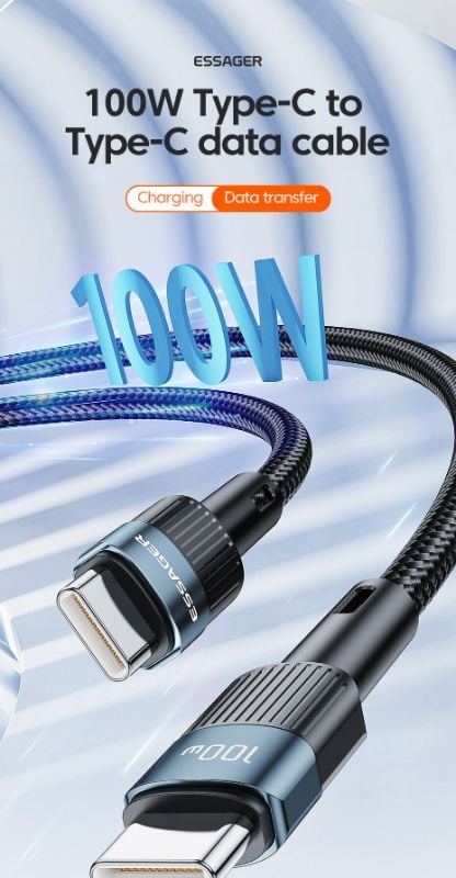Essager 100W USB-C to USB-C Cable | PD Fast Charging for MacBook, Samsung & Xiaomi
