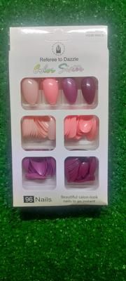 96 Pcs Box Colorful Artifical Nails Acrylic Full Cover Nail | Fake Nails | Fancy Artifical Nails