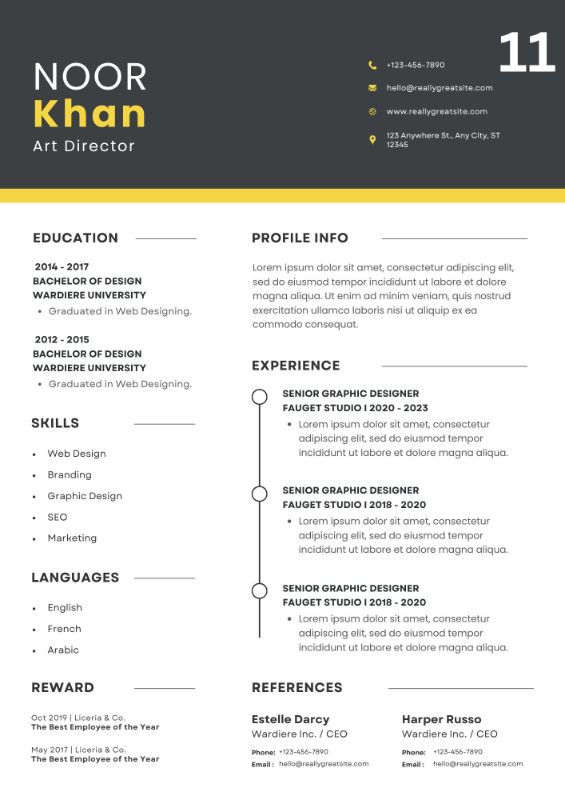 Stylish One-Page CV / Resume