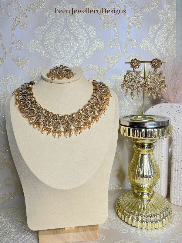 MEHAK- Crystal Polki Necklace Set