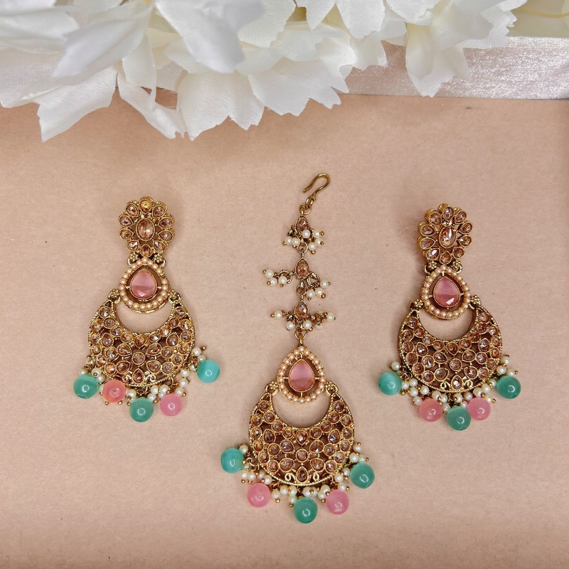 Polki Earrings Tikka Set