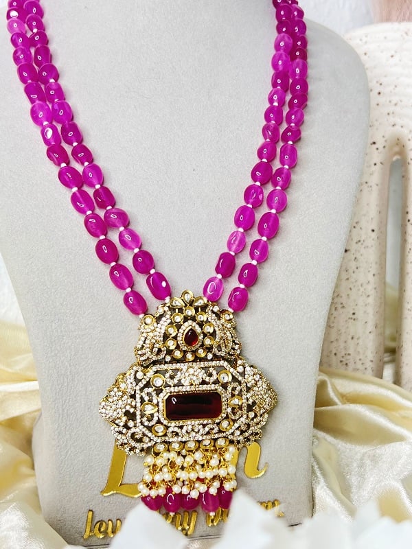 Tyani Kundan with Natural Stone Long Set