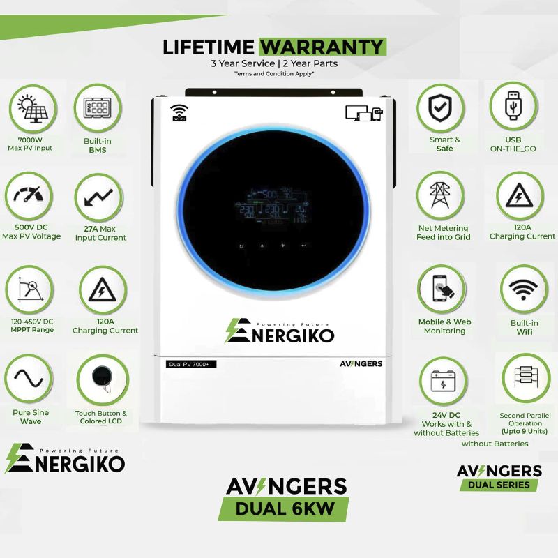 ENERGIKO 6KW Voltronic Inverter Avenger’s series Pv 7000