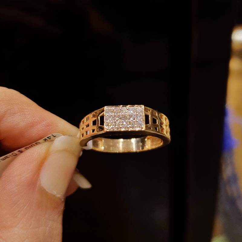 MENS MESH ROSE GOLD DIAMOND RING