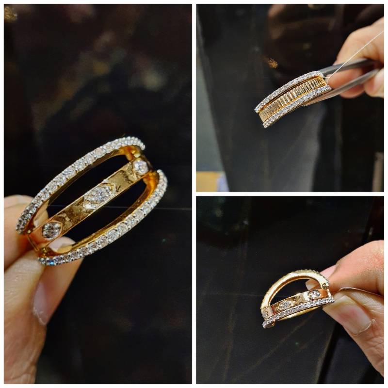 TRIPLE BAND GOLD DIAMOND RING